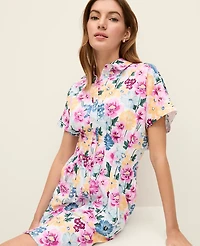 Ann Taylor Weekend Collection Floral Linen Blend Shirtdress Women's