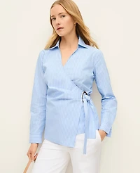 Ann Taylor Embellished Wrap Blouse Pure Azure Women's