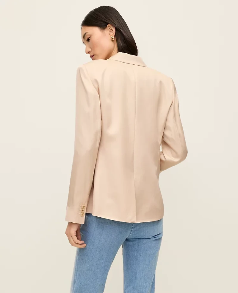 Ann Taylor The Hutton Blazer Shine Pale Sandalwood Women's