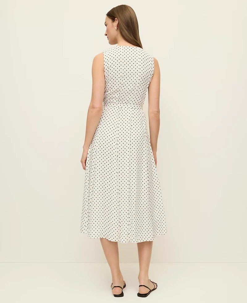 Ann Taylor Micro Dot Flare Dress Winter White Women's