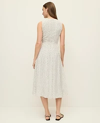 Ann Taylor Micro Dot Flare Dress Winter White Women's