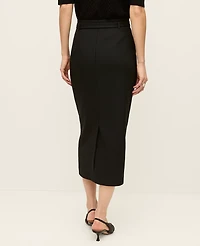 Ann Taylor Belted Midi Pencil Skirt Black Women's