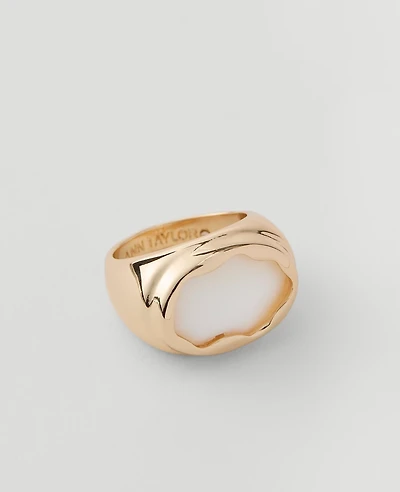 Ann Taylor Metal Stone Ring Ivory Women's