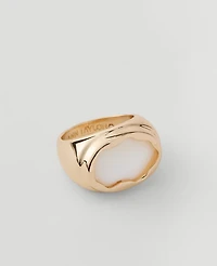 Ann Taylor Metal Stone Ring Ivory Women's
