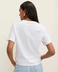 Ann Taylor Petite Weekend Floral Graphic T-Shirt Size Large Wave Pool Women's