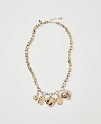 Ann Taylor Charm Necklace Goldtone Women's
