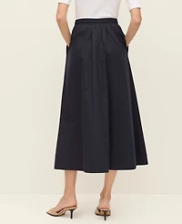 Ann Taylor Petite Weekend Collection Drawstring Waist Midi Skirt Night Sky Women's