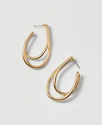 Ann Taylor Double Hoop Drop Earrings Goldtone Women's