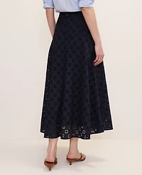 Ann Taylor Petite Eyelet Full Midi Skirt Night Sky Women's