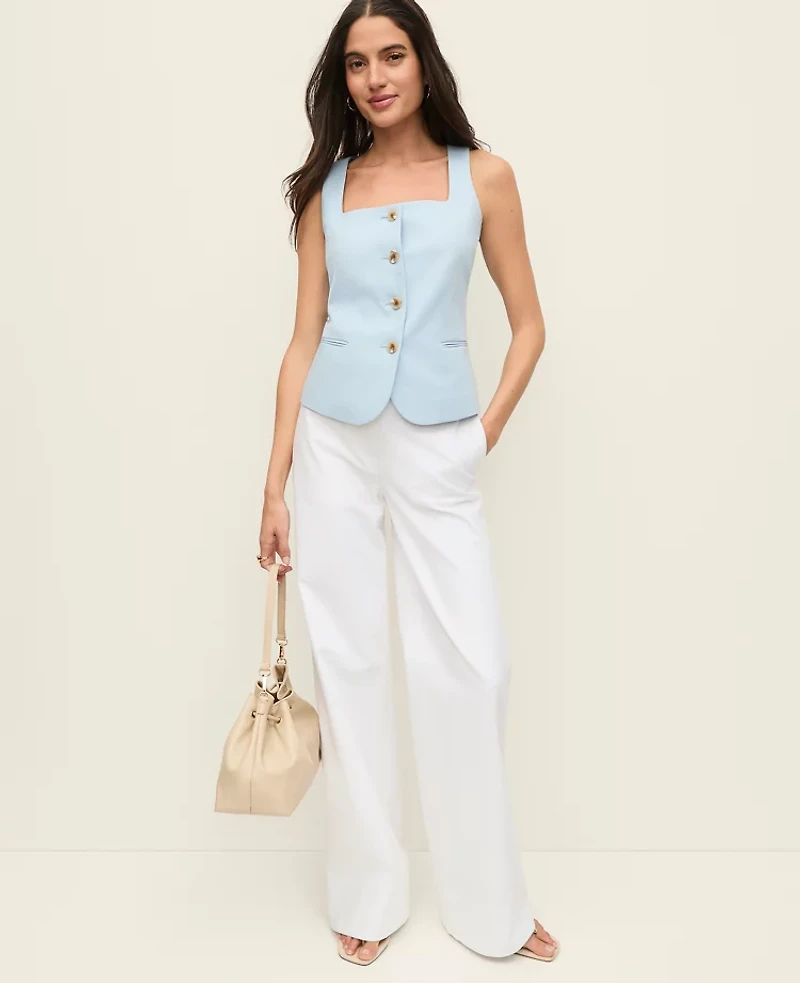 Ann Taylor The Petite Cutaway Square Neck Vest Doubleweave Women's