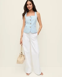 Ann Taylor The Petite Cutaway Square Neck Vest Doubleweave Women's