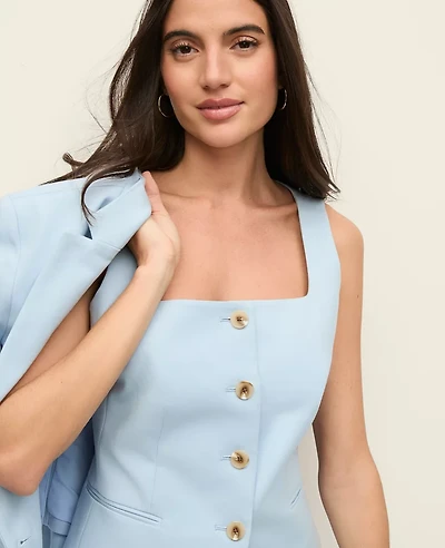 Ann Taylor The Petite Cutaway Square Neck Vest Doubleweave Women's