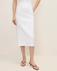 Ann Taylor The Petite Column Midi Skirt Linen Blend White Women's