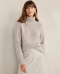 Ann Taylor Haven Well Within Marled Cashmere Cocoon Crewneck Sweater Icy Blue Heather Women's