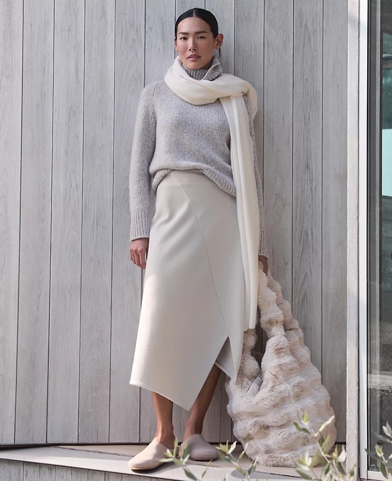 Ann Taylor Haven Well Within Marled Cashmere Cocoon Crewneck Sweater Icy Blue Heather Women's