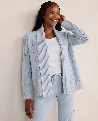 Ann Taylor Haven Well Within Cashmere Cable Open Front Cardigan Women's