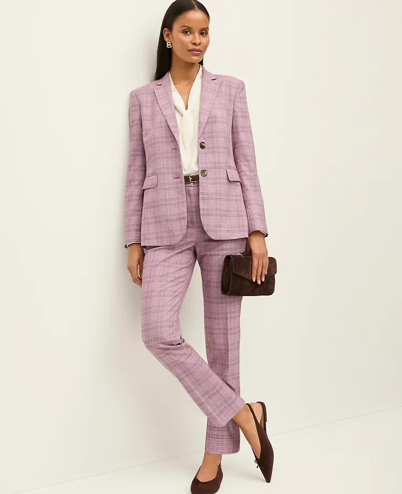 Ann Taylor The Petite Greenwich Blazer Plaid Purple Multi Women's