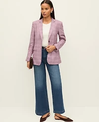 Ann Taylor The Petite Greenwich Blazer Plaid Purple Multi Women's