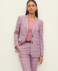 Ann Taylor The Petite Greenwich Blazer Plaid Purple Multi Women's