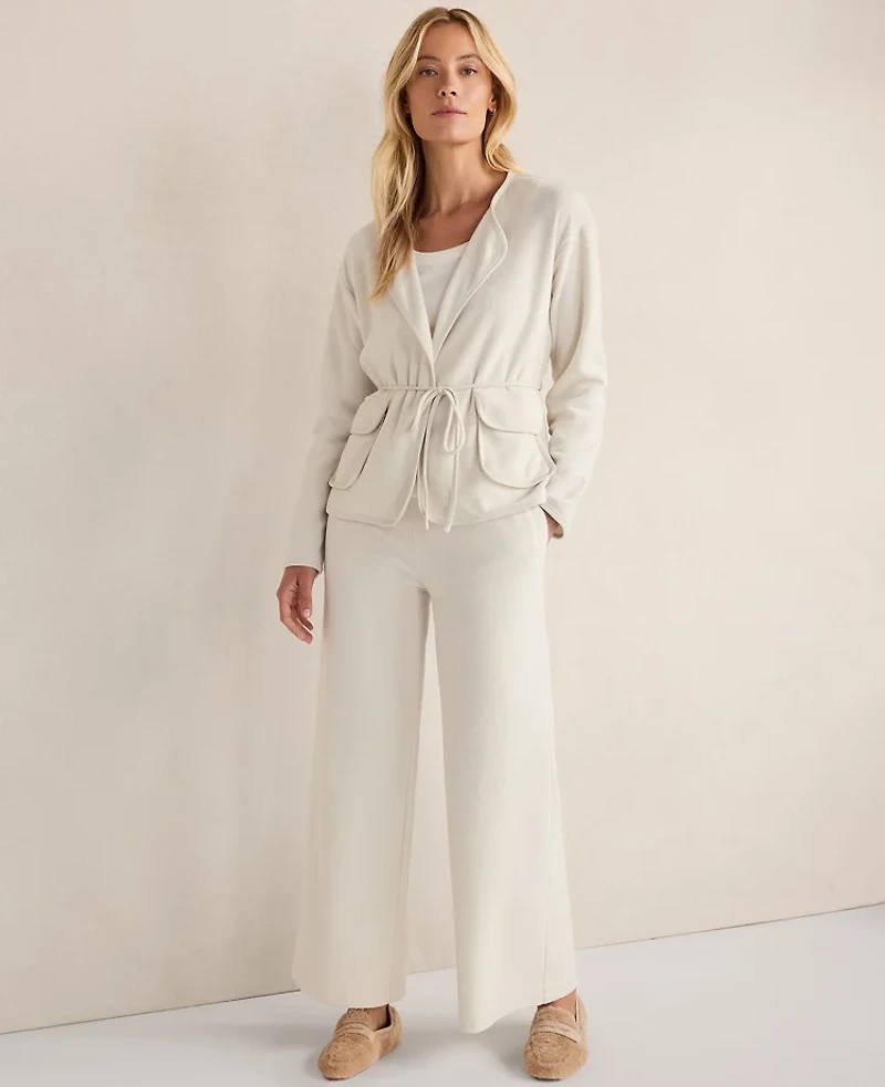 Ann Taylor Haven Well Within Brushed Terry Open Front Jacket Full Moon Grey Women's