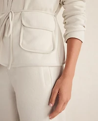 Ann Taylor Haven Well Within Brushed Terry Open Front Jacket Full Moon Grey Women's