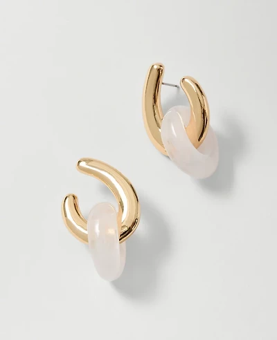 Ann Taylor Stone Loop Drop Earrings Goldtone Women's