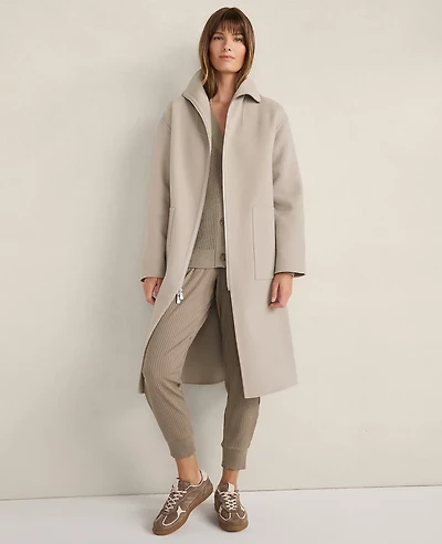 Ann Taylor Haven Well Within Wool Blend Funnel Neck Coat Light Ash Melange Women's