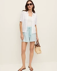 Ann Taylor The Petite Pull-On Short Cotton Gauze Mountain Air Women's
