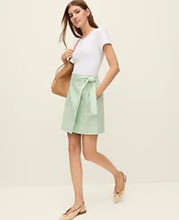 Ann Taylor Petite Weekend Collection Belted Wrap Effect Skirt Aqua Foam Women's