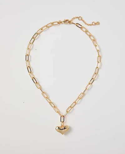 Ann Taylor Heart Pendant Necklace Goldtone Women's