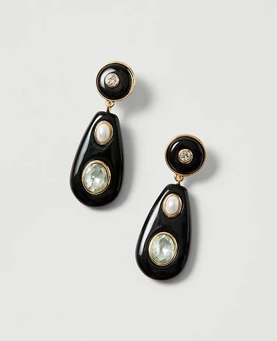 Ann Taylor Embellished Acetate Drop Earrings Black Women's