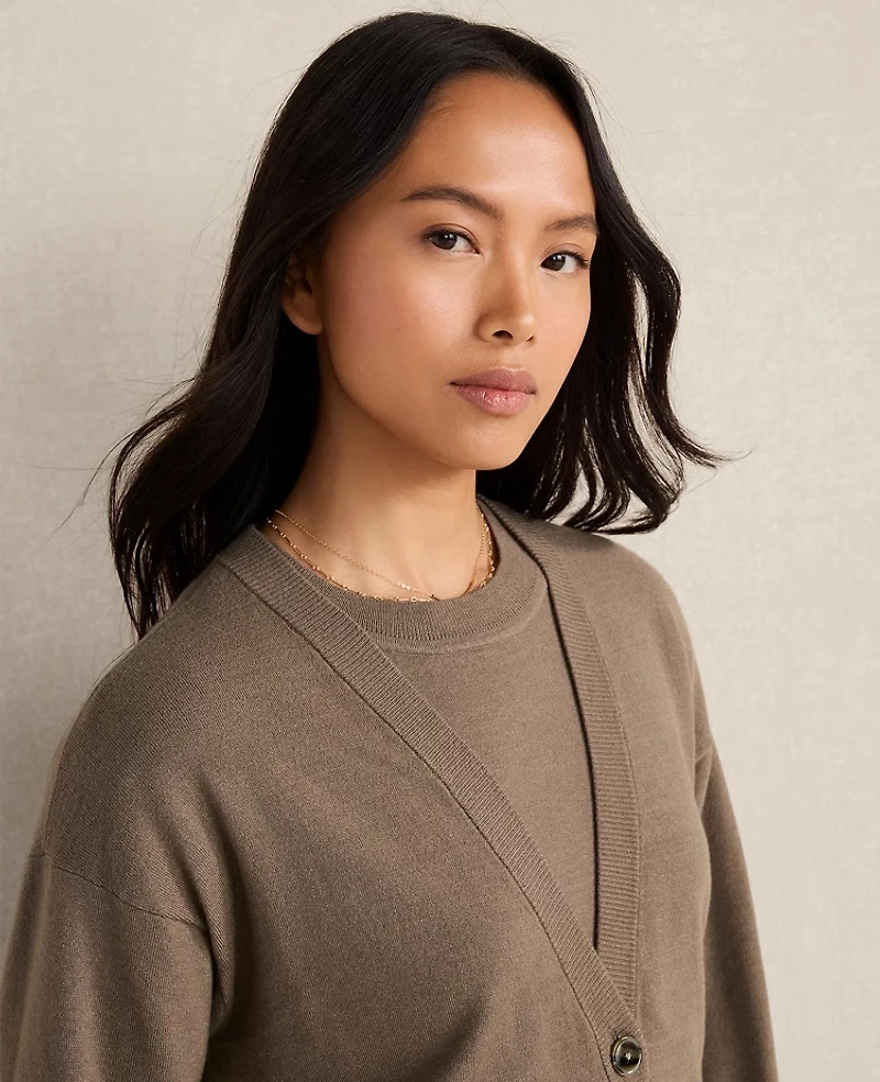 Ann Taylor Haven Well Within Relaxed Jersey Cardigan Saddle Brown Women's