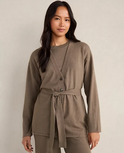 Ann Taylor Haven Well Within Relaxed Jersey Cardigan Saddle Brown Women's