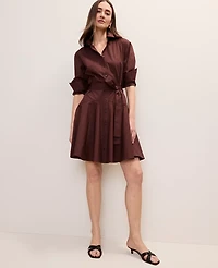 Ann Taylor Petite Belted Collared Shirtdress Women's