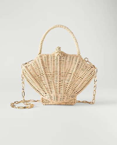 Ann Taylor Weekend Rattan Shell Crossbody Natural Women's