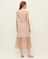 Ann Taylor Square Neck Ribbed Sweater Dress Pale Sandalwood Women's