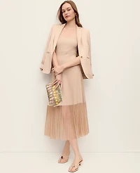 Ann Taylor Square Neck Ribbed Sweater Dress Pale Sandalwood Women's