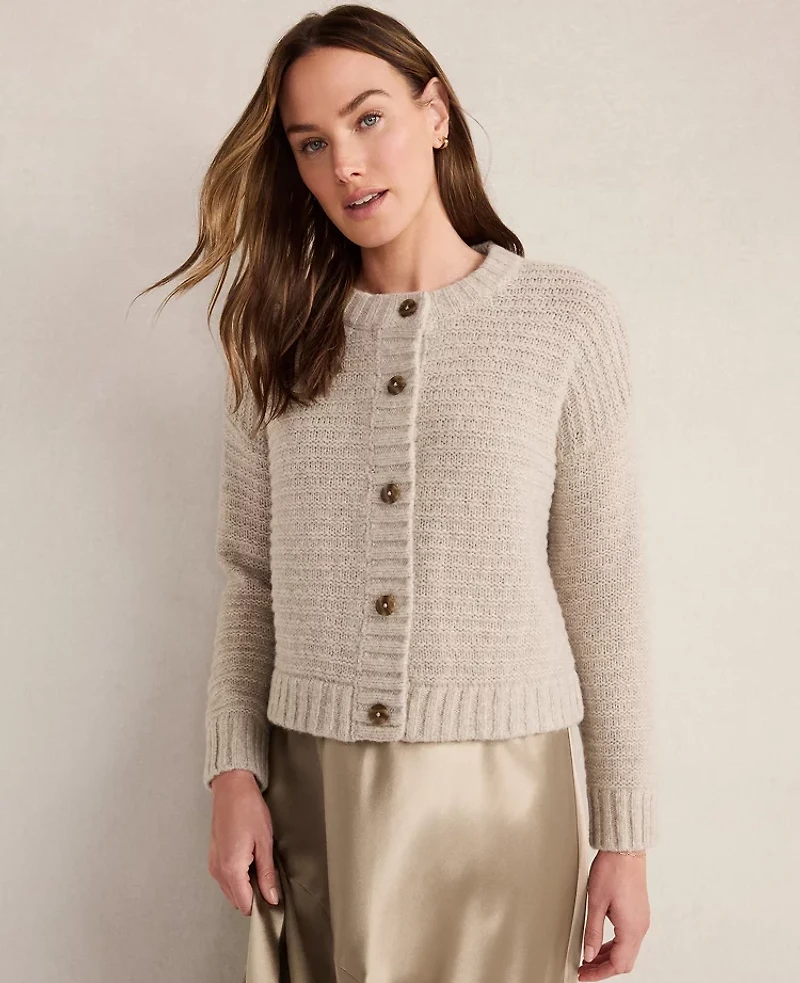 Ann Taylor Haven Well Within Merino Wool Cashmere Link Stitch Cardigan Women's