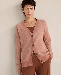 Ann Taylor Have Well Within Cashmere Shaker Stitch Cardigan Hibiscus Bloom Women's