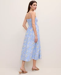 Ann Taylor Petite Weekend Floral Smocked Midi Dress Vista Blue Women's