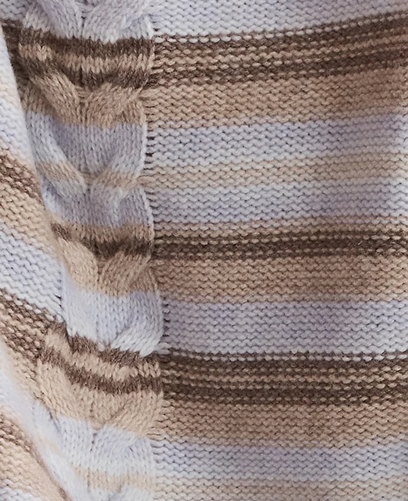 Ann Taylor Haven Well Within Wool Blend Cable Stripe Crewneck Sweater Heron Heather-Haven Women's