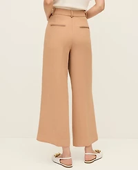 Ann Taylor The Wide-Leg Cropped Pant Textured Crepe Weathered Oak Women's