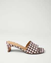 Ann Taylor Gingham Heel Mule Ivory Women's