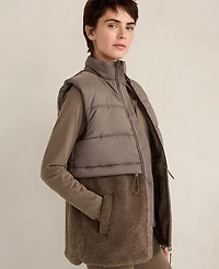 Ann Taylor Haven Well Within Sherpa Puffer Vest Saddle Brown Women's
