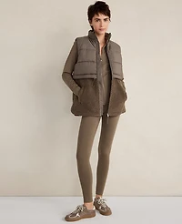 Ann Taylor Haven Well Within Sherpa Puffer Vest Saddle Brown Women's
