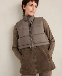 Ann Taylor Haven Well Within Sherpa Puffer Vest Saddle Brown Women's