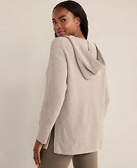 Ann Taylor Haven Well Within Organic Cotton Cashmere Shaker Stitch Hoodie Fog Grey Heather Women's