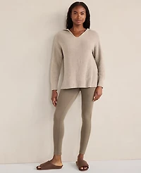 Ann Taylor Haven Well Within Organic Cotton Cashmere Shaker Stitch Hoodie Fog Grey Heather Women's