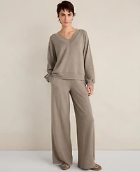 Ann Taylor Haven Well Within Soft Knit Wide Leg Pants Forest Brown Heather Women's