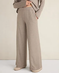 Ann Taylor Haven Well Within Soft Knit Wide Leg Pants Forest Brown Heather Women's